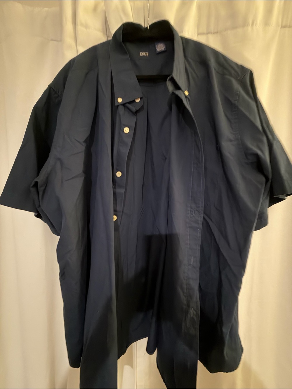 Basic Editions Navy Short-Sleeve Button Shirt Jacket